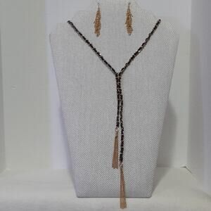 BCBGeneration Jewelry Goldtone/Black Necklace & Earrings.